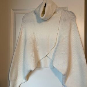 Elan Criss Cross Cropped Turtleneck Sweater